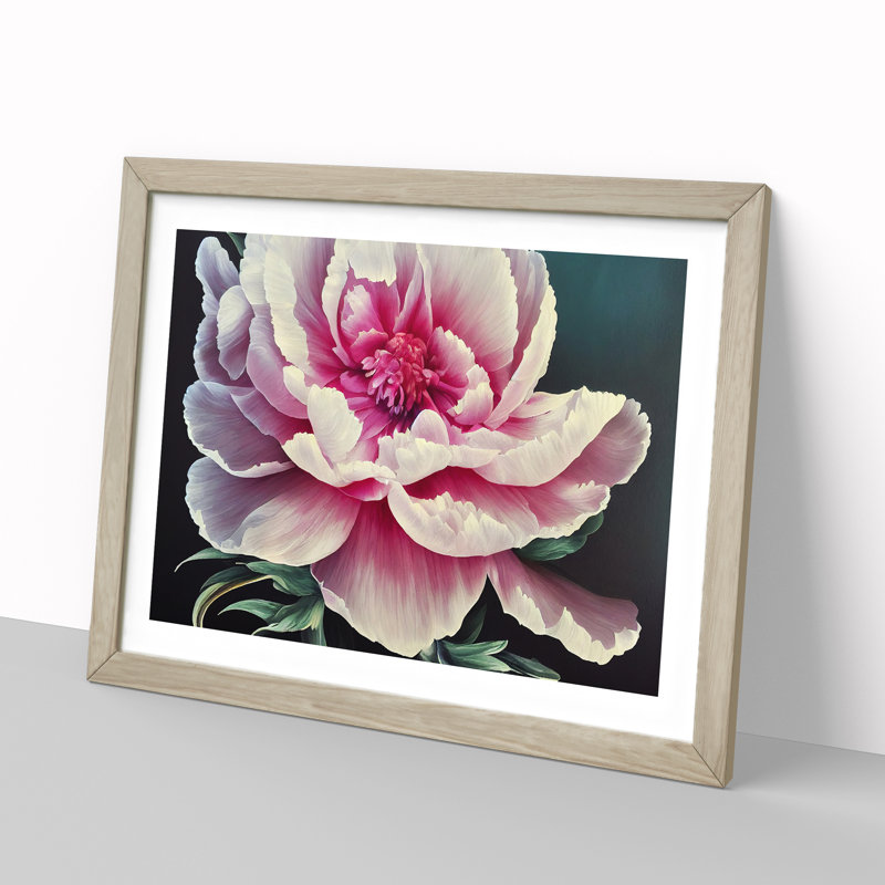 Dazzling Peony Flower - Framed Print, Oak Framed, 25cm H x 34cm W x 2cm D