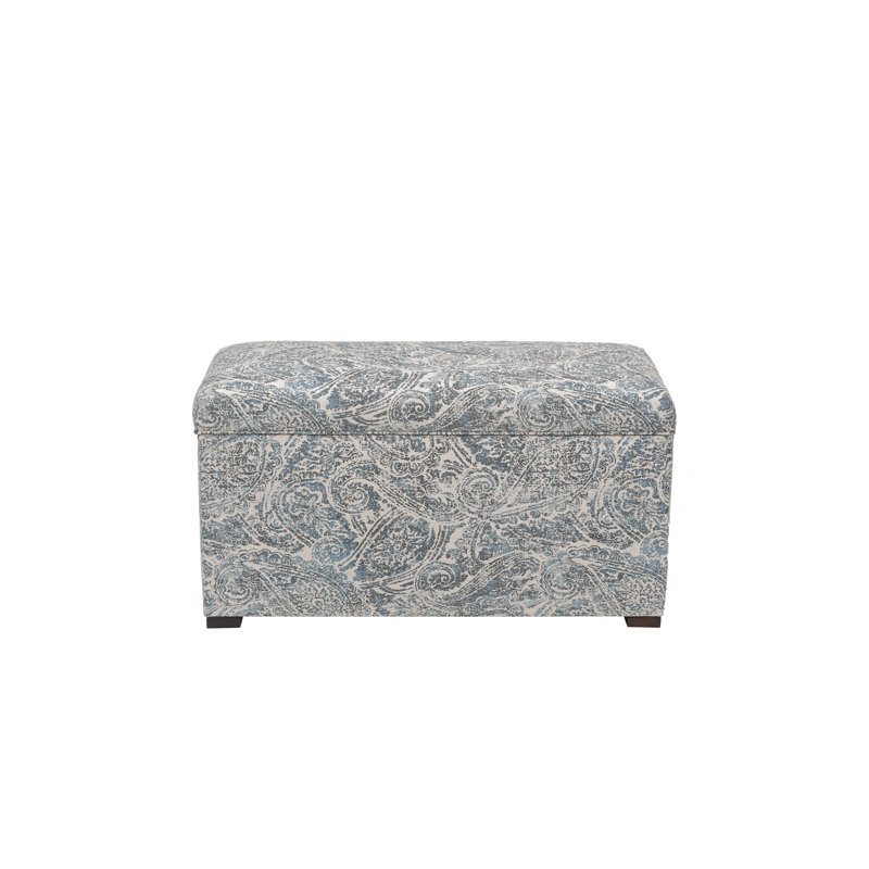 Bagnall Polyester Upholstered Storage Bench, Paisley Blue/Linen