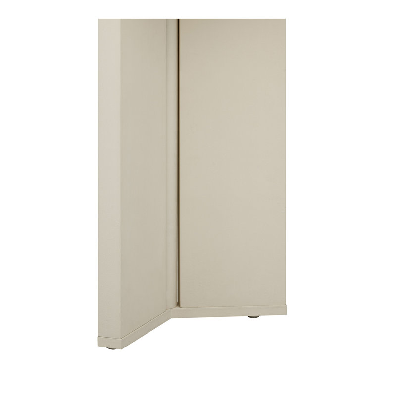 Élégante console avec placage de pin et pieds géométriques, idéale pour le salon, le bureau et la salle à manger