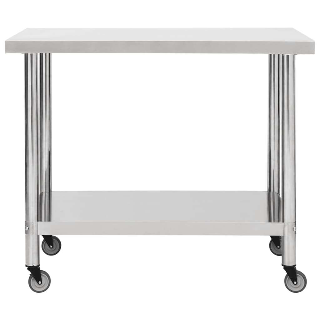 Ebern Designs Kitchen Work Table Hotel Prep Work Table with Wheels Stainless Steel | Wayfair