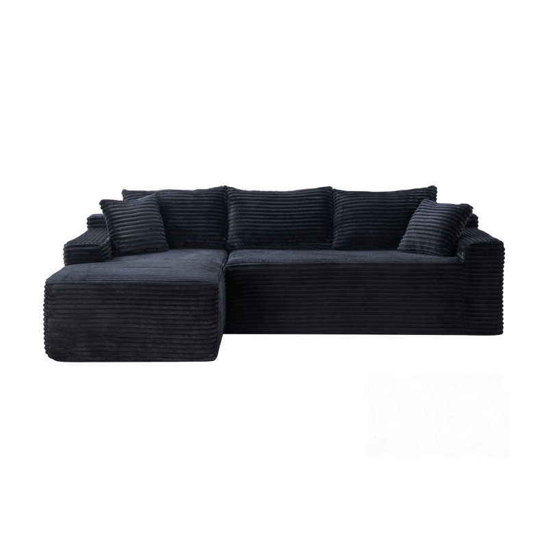 Canapé modulaire Cloud avec méridienne en L, Noir