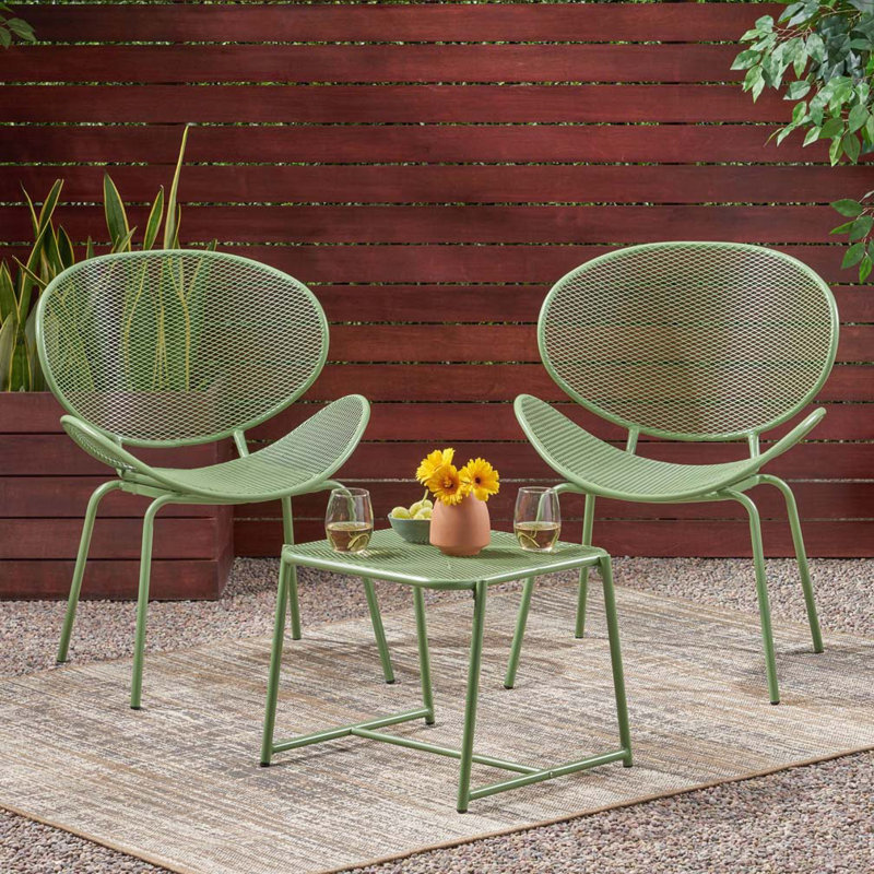 Aynslie 2 - Person Patio Conversation Set, Matte Green
