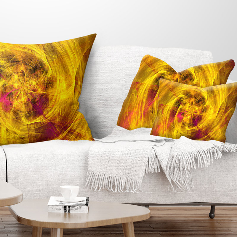 Mystic Golden Fractal - coussin imprimé abstrait