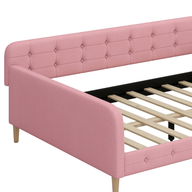 Upholstered Daybed With 4 Support Legs, Rubine