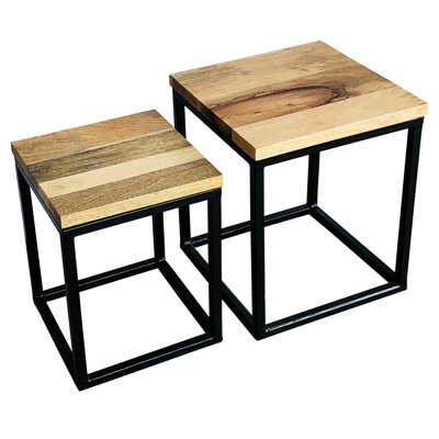 Solid Wood Pedestal Nesting Tables