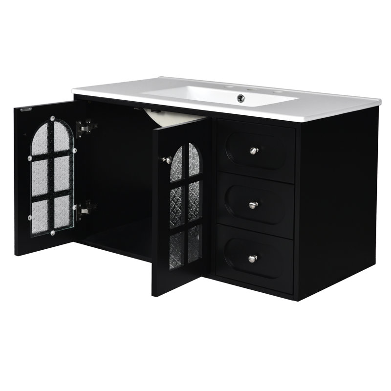 Meuble-lavabo flottant avec lavabo en céramique