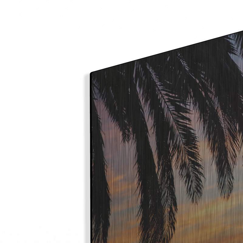 Art mural luxueux en métal «Sunset Palms 1» par Laura Marshall, H 12 po x l 16 po