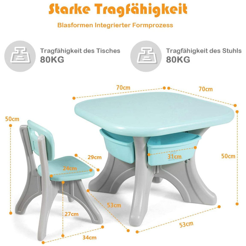 Borodale Kids Rectangular Play Or Activity Table and Chair Set