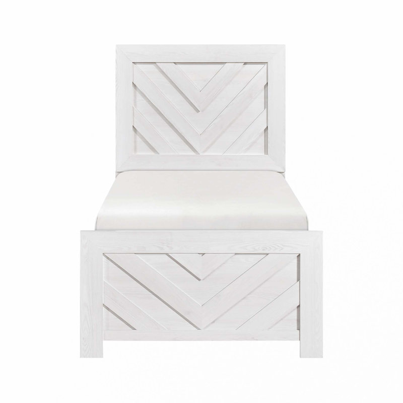 Mobilier de chambre à coucher contemporain en bois à panneau rustique 1pc (lit seulement), White