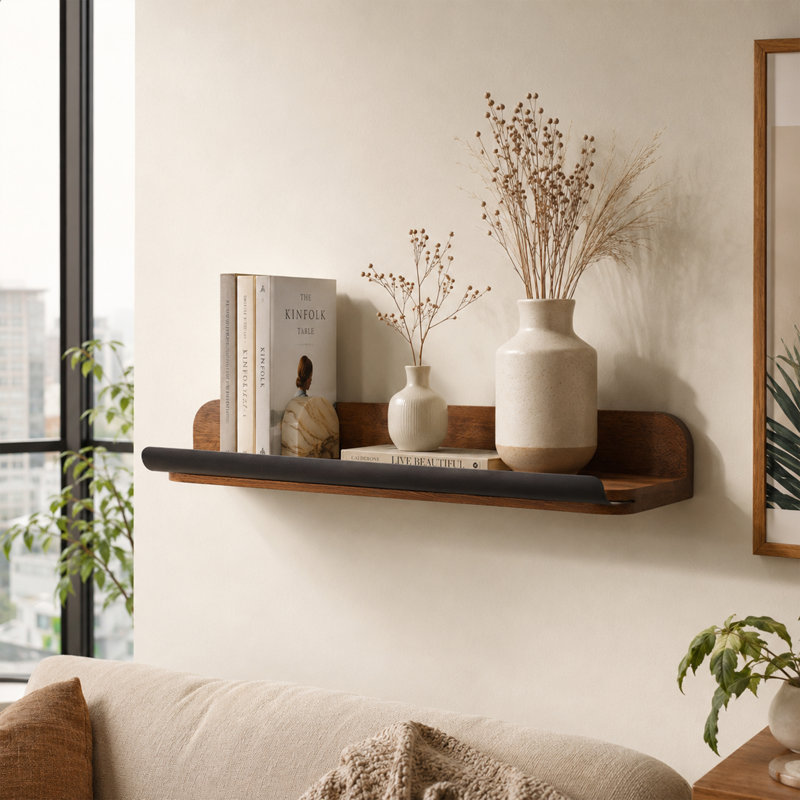Tablette murale flottante Keeper en bois et fer, tablette de rangement décorative pour cuisine, chambre à coucher, salon, bureau.