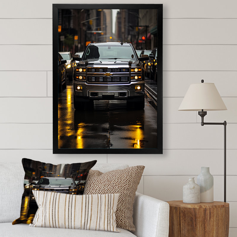 Hattem Pickup Truck Transport Chronicles II sur impression sur toile, Cadre photo noir, H 20 po x l 12 po x P 1 po