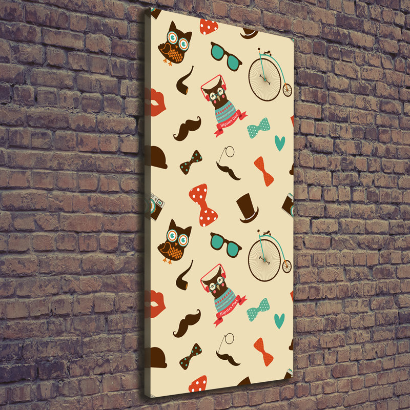Owl Bike Glasses - Wrapped Canvas Print