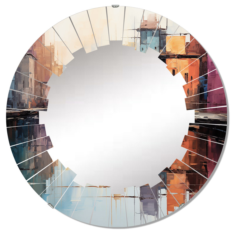 Zarazoga - Miroir mural abstrait rond, 32 po x 32 po