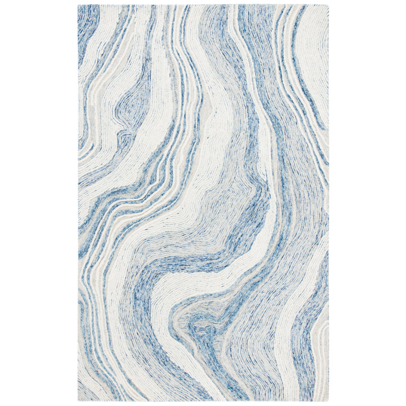 Krish Hand Tufted New Zealand Wool Abstract Rug, Rectangle 2' x 3'