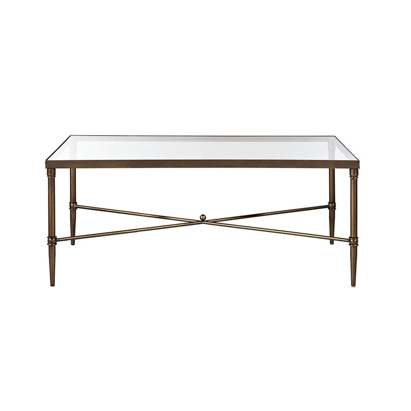 Table basse en métal chromé 5 mm avec cadre en verre trempé, l 44 po x P 24,27 po, assemblage requis avec plateau en verre robuste
