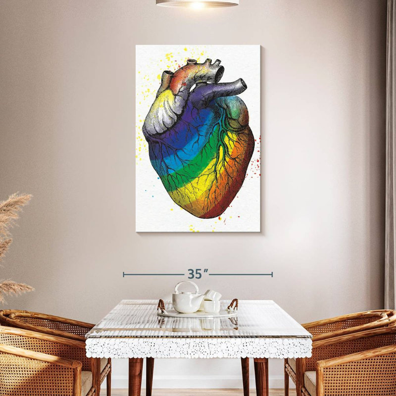 Cœur de couleur arc-en-ciel khazi, H 45 po x l 30 po