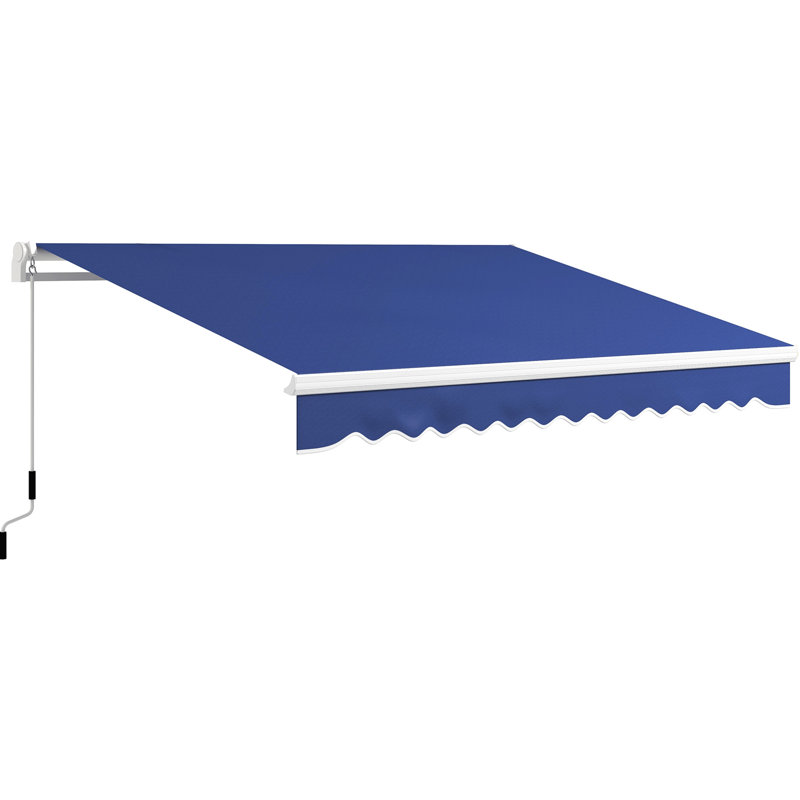 Retractable Awning For Patio, Dark Blue. & Water. Silent Manual Crank. Reduces Heat. Fits Various Surfaces. Deck, Balcony, Yard Patio 8'. Crank Handle, Frame, Blue
