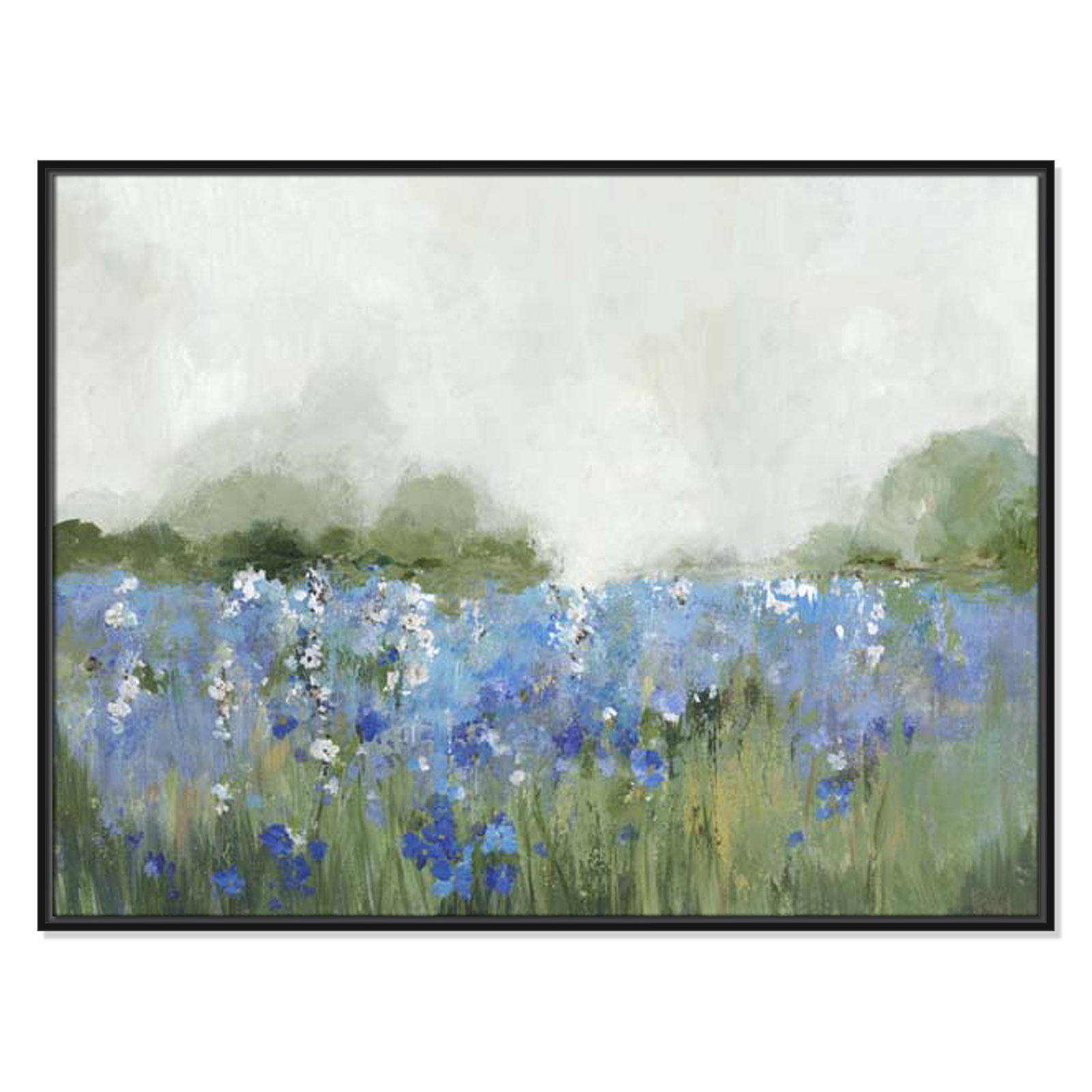 Meadows Bluebels Field "Meadows Bluebells Field" Print, 31.5" H x 41.5" W x 2" D, Black Framed