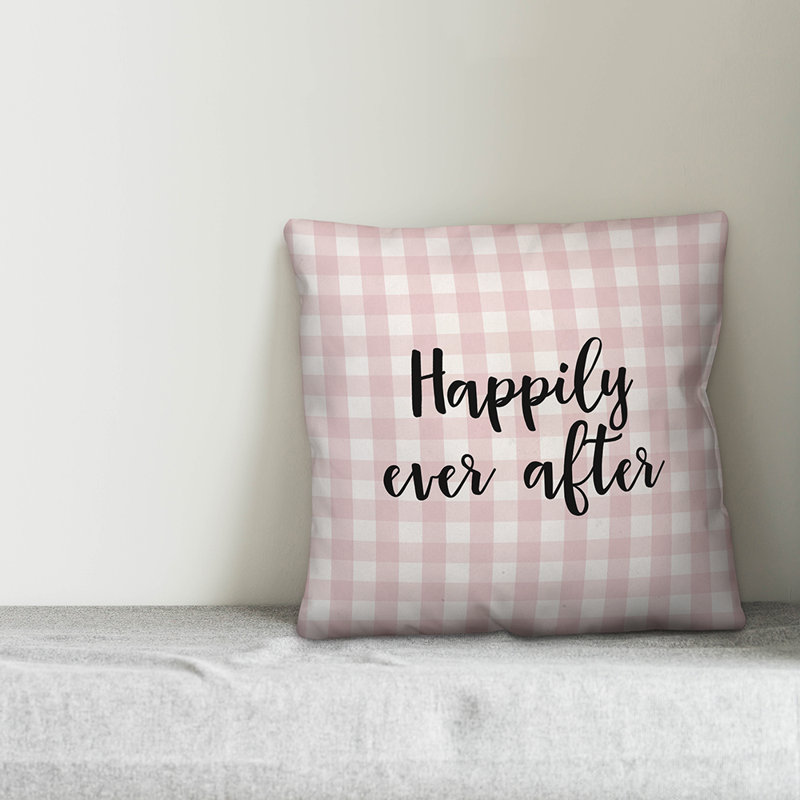  Coussin Happily Ever After, Coussin décoratif, Rose / Noir