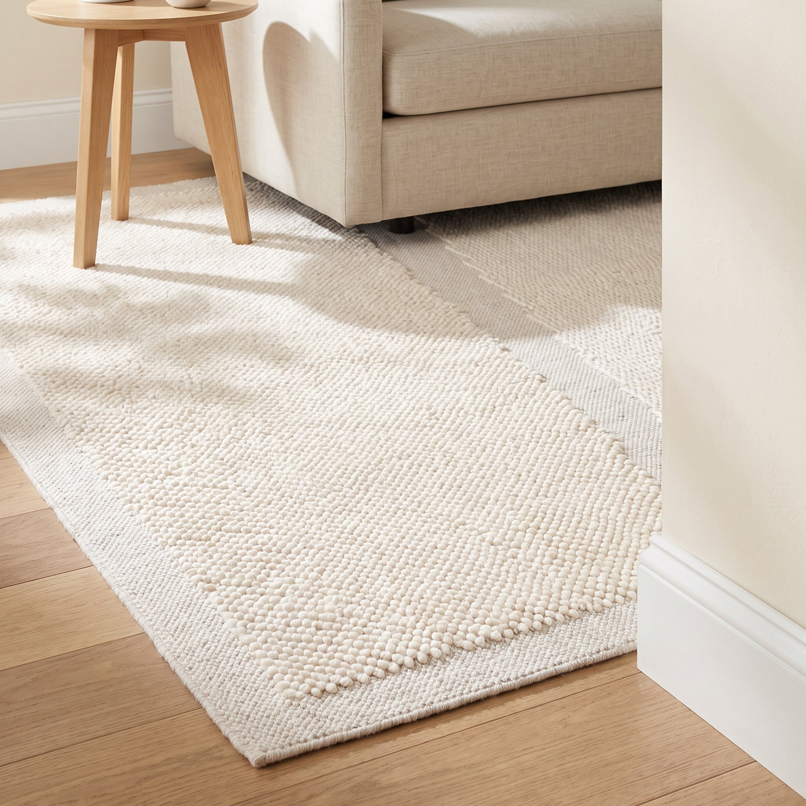 Mullen Ivory Flatweave Wool Rug, Rectangle 8' x 10'