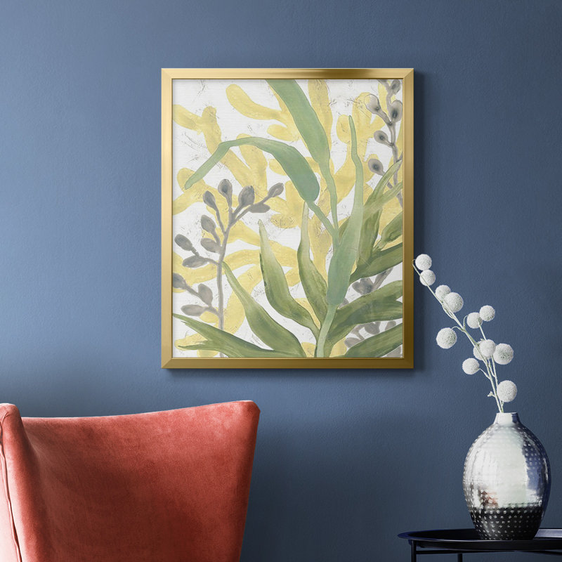 Sea Grass Fresco I, toile encadrée de qualité supérieure - prête à être accrochée, Or, H 24 po x l 20 po