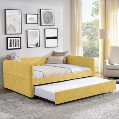 Upholstered Daybed with Pop-up Trundle and Tufted Design