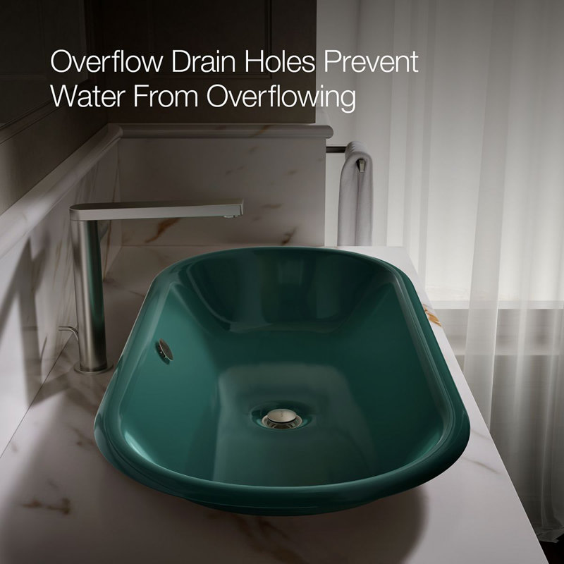 Iron Plains 33 In. Oval Drop-In / Undermount / Vessel Bathroom Sink, Teal