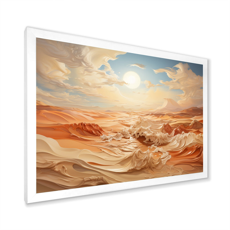 " Beach Photo Golden Sands III ", White Single Picture Framed, 34" H x 44" W x 1.5" D