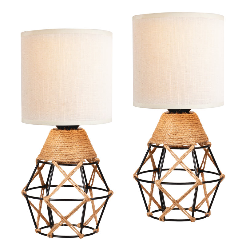 Ensemble de 2 lampes de table tissées avec interrupteur marche / arrêt