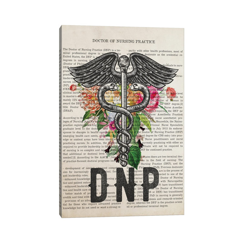 DNP, Doctor Of Nursing Practice With Flowers by Aged Pixel - Wrapped Canvas Print, 20.32 cm H x 30.48 cm W