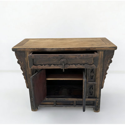 Antique Distressed Elm Altar Cabinet