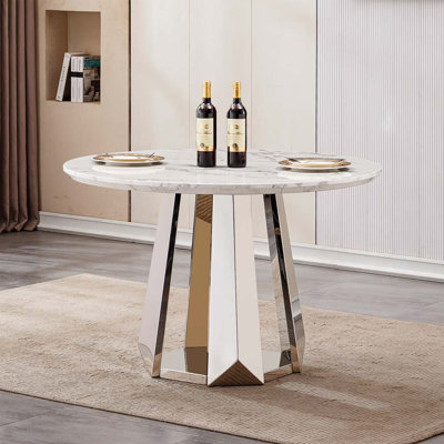 47" Round Marble Dining Table