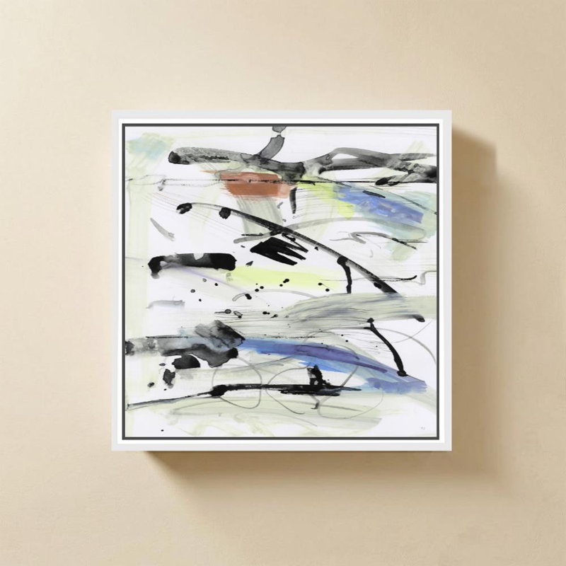Champ d'été III par Susan Jill - Graphisme sur toile, H 24 po x l 24 po, Cadre flottant biseauté, Blanc