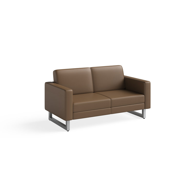 Causeuse Mirella, Cuir cognac, Argent