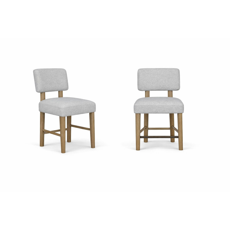 Chaise de salle à manger rembourrée Zina en tissu Performance Revive avec structure en bois de chêne noueux anglais