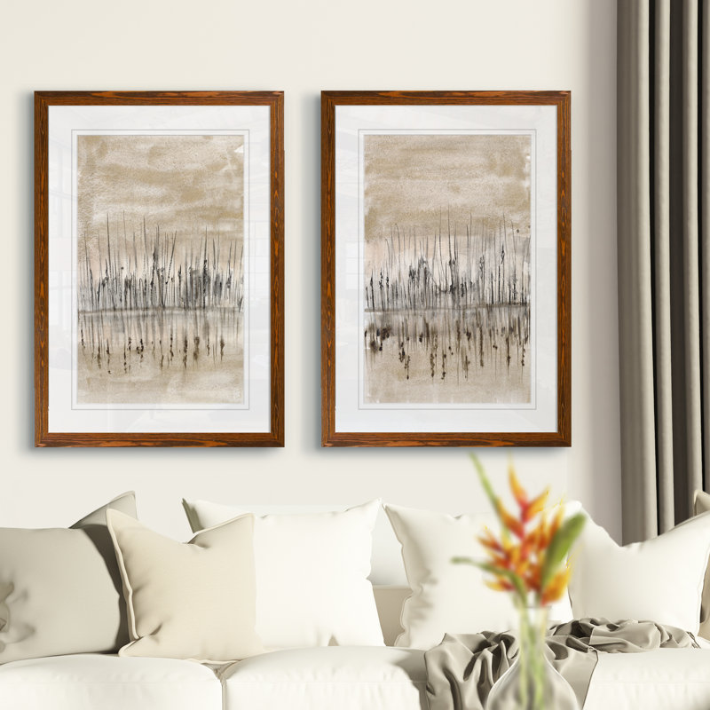 «Marshline Reflection I» par Vincent Van Gogh, ensemble de 2 cadres sur toile, H 24 po x l 18 po, Espresso
