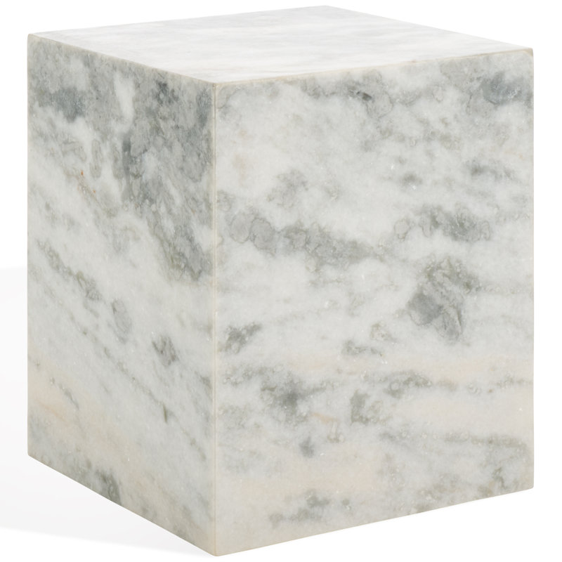 Yantarni Marble Plinth Accent Table, White