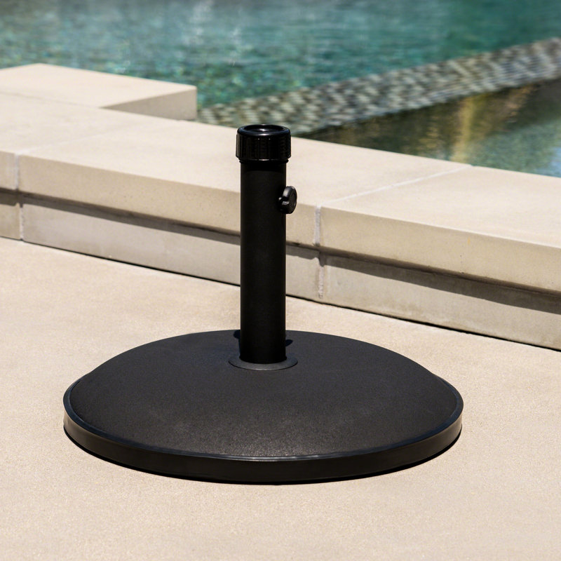 Porte-parapluies en béton et en acier - 55 lb, de couleur noire, pouvant accueillir des parapluies de 12 pi, stable avec bouton de serrage, 19,65 po X P 15,03 po, base lourde 57,28 lb, noir