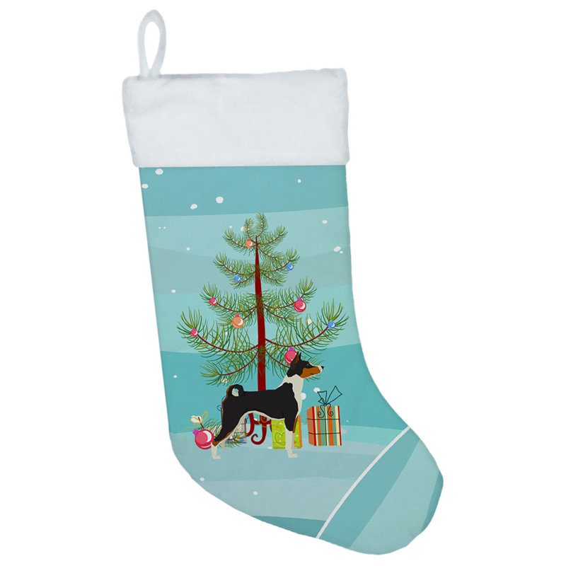 Chaussette de noël joyeux de noël, Basenji noir