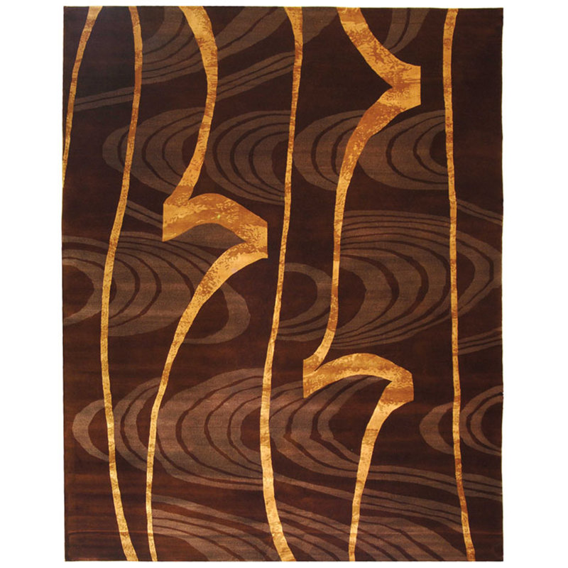Tibetan Hand Knotted Silk & Wool Pile Abstract Rug, Rectangle 8' x 10'