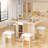 Foldable Dining Set For 4 - Space-Saving Table With Wheels & Leather Chairs