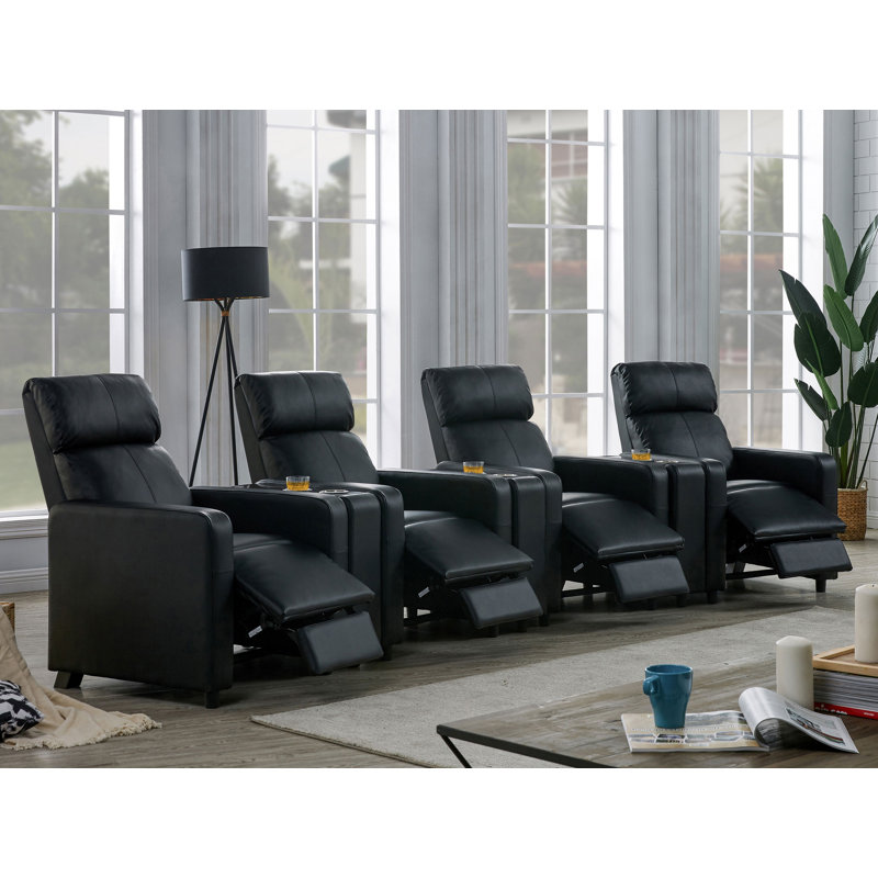 Ensemble de salon inclinable capitonné noir Kryton