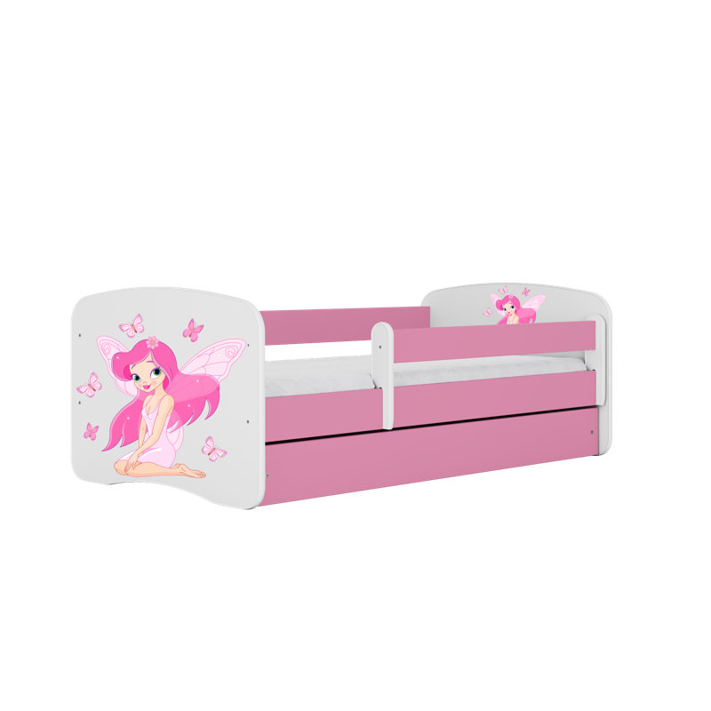 Cicero Standard Panel with Storage Included, Pink/White, European Toddler (80 x 180 cm)