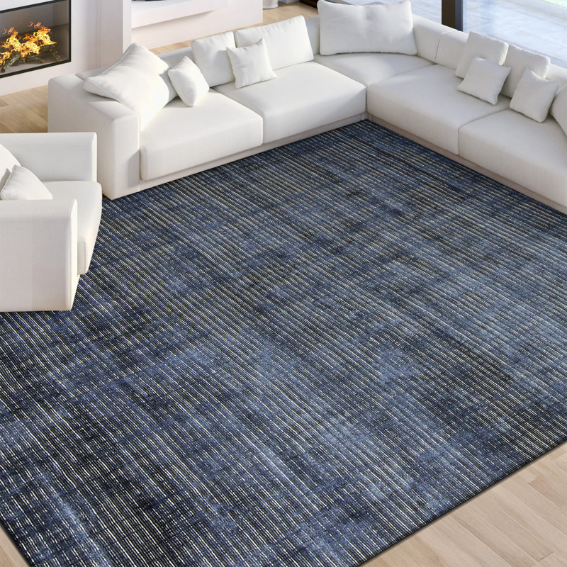 Hand-Knotted High-Quality Navy Area Rug