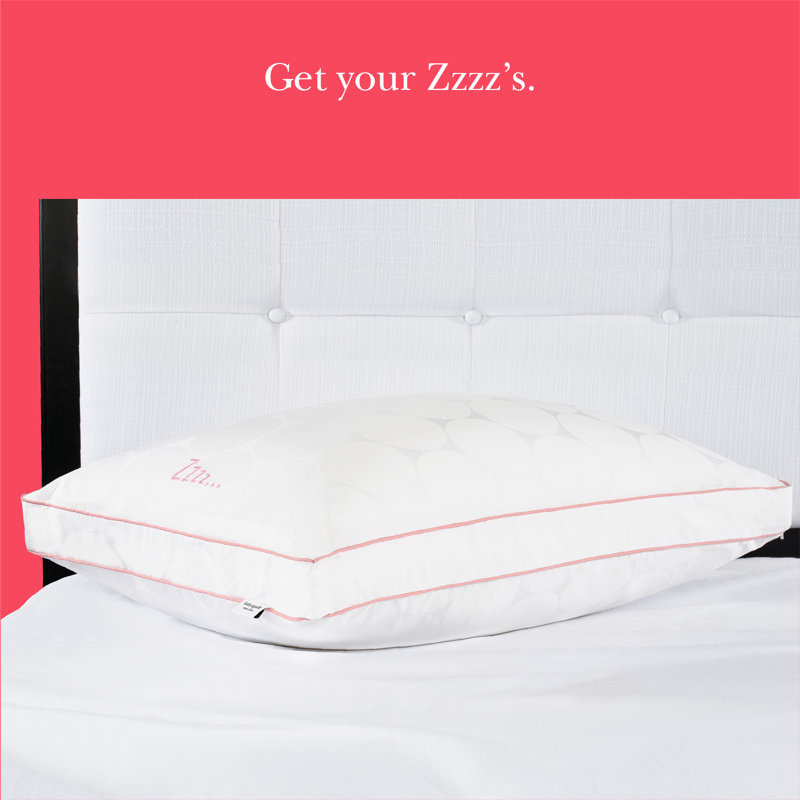 kate spade new york Joy Dot Endless Loft Bed Pillow, 2 inch gusset Foam-Core Pillow, White, King