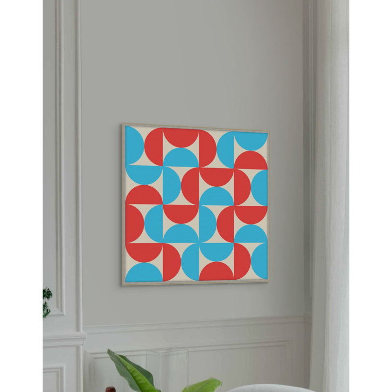 Vibrant Semicircle 5 Print, Navy/Red/White, 22.25" H x 22.25" W