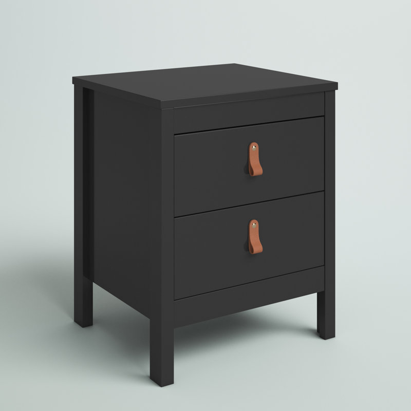Cotham 17.24'' W Particle Board / Chipboard Nightstand, Black Matte