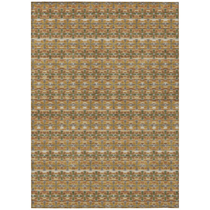 Machine Washable Indoor/Outdoor Chantille ACN2695 Stripes Rug, Paprika, 5' x 7'6"