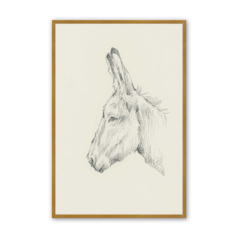 «Donkey Study II» par Ethan Harper, reproduction d'art sur toile, Impression sur cadre ouvert sans papier mat, Doré