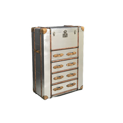 Wooden Chest Decorated With Rattan Iron 35.43'' W 4 - Drawer Dresser